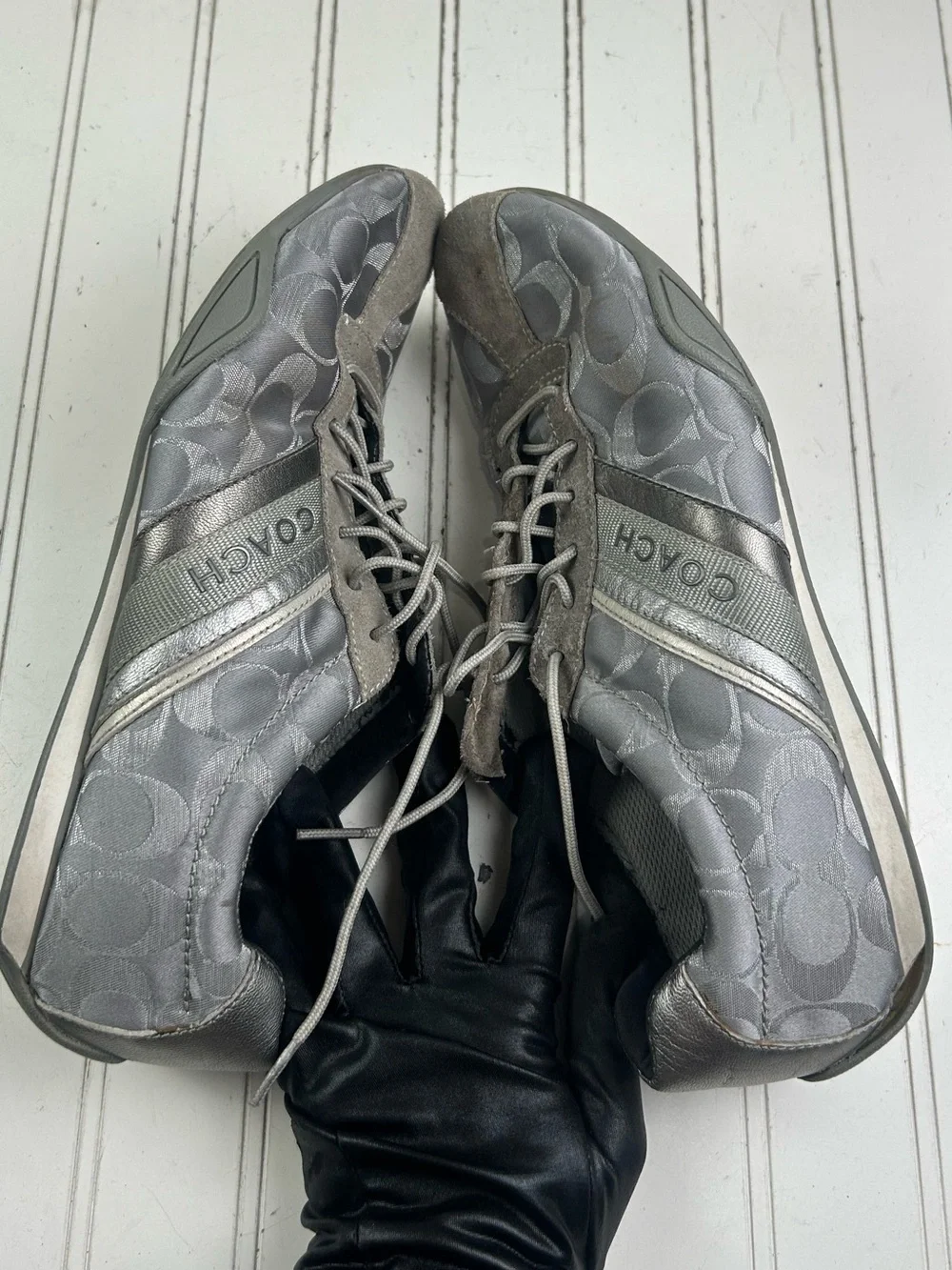 Coach Jayme Monogram Signature Logo Sneakers Grey Silver Women’s Size 11M